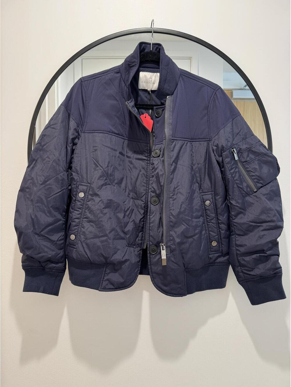 NWT Anatomie Bastille Bomber Jacket Navy Blue Travel Jacket Small